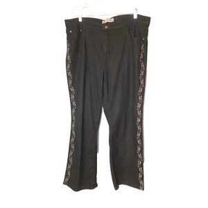 Cos Jeans Dark Wash Bootcut Stretch Jeans W/Rhinestone‎ & Embroidery Size 16W